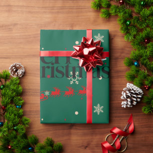 Papier Cadeau Joyeux Noël vert moderne