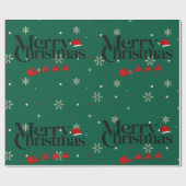 Papier Cadeau Joyeux Noël vert moderne (Plat)