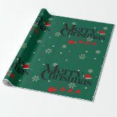 Papier Cadeau Joyeux Noël vert moderne (Déroulé)