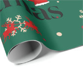 Papier Cadeau Joyeux Noël vert moderne (Coin rond)