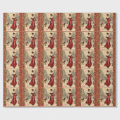 Papier Cadeau Joyeux Noël Victorian Lady Illustration (Plat)