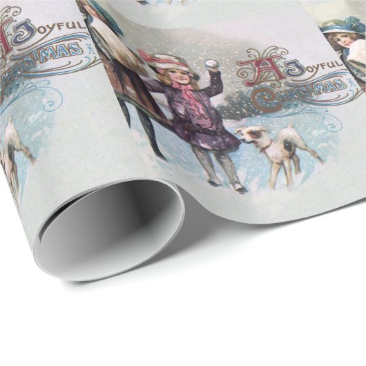 Papier Cadeau Joyeux Noël vintage (Coin rond)