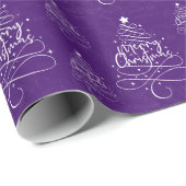 Papier Cadeau Joyeux Noël violet (Coin rond)
