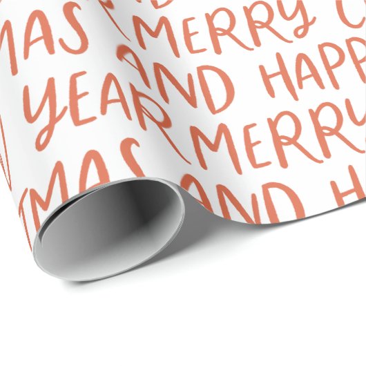 Papier Cadeau Joyeux Noël Whimsical Joyeux Nouvel An Rouge Envel (Coin rond)