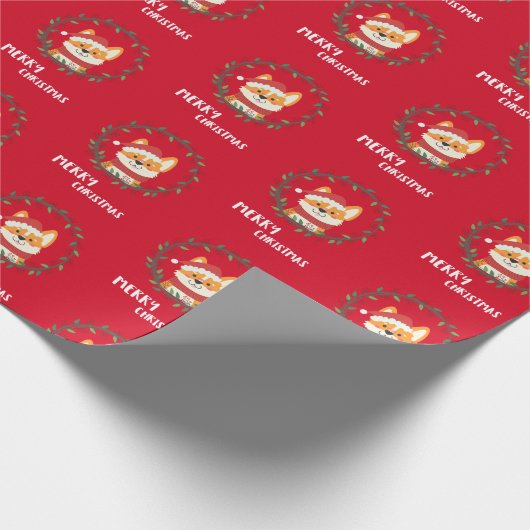 Papier Cadeau Joyeux Noël Wreath Père Noël Puppy Fun Happy (Coin)