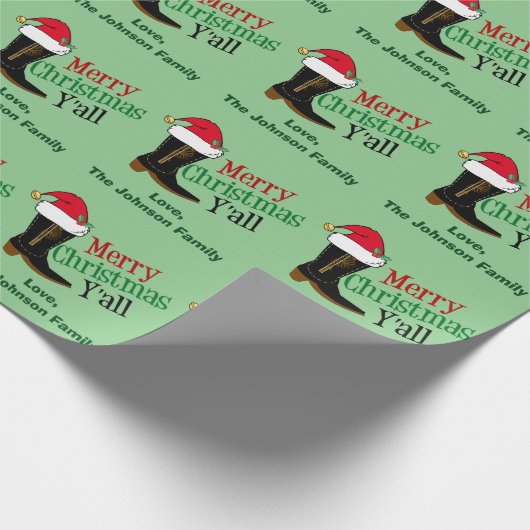 Papier Cadeau Joyeux Noël Yall Funny Cowboy Boot Custom (Coin)