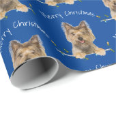Papier Cadeau Joyeux Noël Yorkshire Terrier Sur Tinsel (Coin rond)