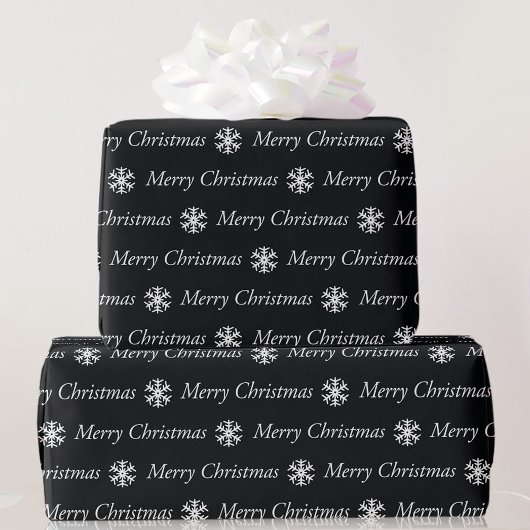 Papier Cadeau Joyeux Noir Blanc Noël 5 Rolls