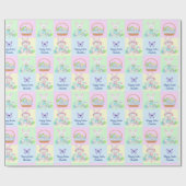 Papier Cadeau Joyeux nom de bébé de Pâques Pastels doux Bunny (Plat)