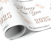 Papier Cadeau Joyeux Nouvel An 2025 Élégantes Écluses (Coin rond)