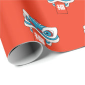 Papier Cadeau Joyeux Nouvel An Chinois - Danse Lion (Coin rond)