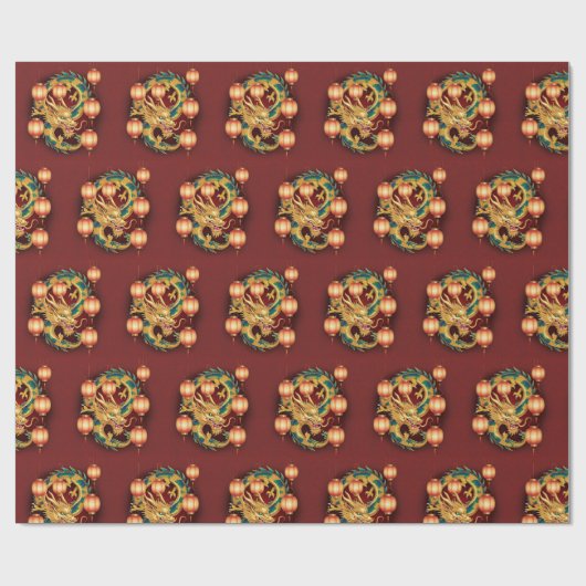 Papier Cadeau Joyeux Nouvel An chinois motif asiatique moderne (Plat)