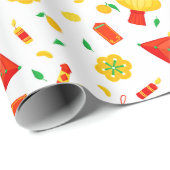 Papier Cadeau Joyeux Nouvel An chinois Motif traditionnel lanter (Coin rond)