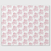 Papier Cadeau Joyeux Nouvel An Rouge Script Vacances Papier d'en (Plat)