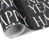 Papier Cadeau Joyeux Nouvel An sur Confetti (Coin rond)
