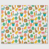 Papier Cadeau Joyeux oeufs de Pâques Poussins lapin Patten (Plat)