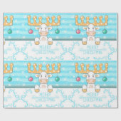 Papier Cadeau Joyeux orignal blanc Noël (Plat)