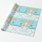 Papier Cadeau Joyeux orignal blanc Noël (Déroulé)