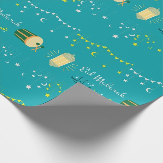 Papier Cadeau Joyeux ornement d'Aïd Moubarak pour Tosca vert (Coin)