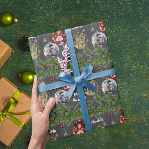 Papier Cadeau Joyeux ornement de Noël Flocon de neige personnali