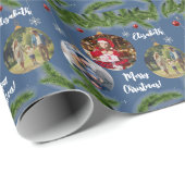 Papier Cadeau Joyeux ornement de Noël sur mesure visage Flocon d (Coin rond)