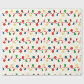 Papier Cadeau Joyeux ornements de Noël rétro avec guirlande (Plat)