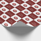 Papier Cadeau Joyeux ornements de Noël Rouge et Blanc Du nom (Coin)