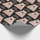 Papier Cadeau Joyeux Ours de Noël Rose noire Parties scintillant (Coin)