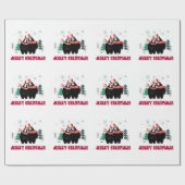 Papier Cadeau Joyeux ours noirs de Noël (Plat)