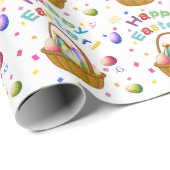 Papier Cadeau Joyeux Panier de Pâques enveloppant papier (Coin rond)