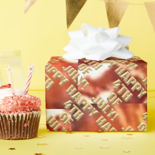 Papier Cadeau Joyeux papier d'emballage brillant 4 juillet feux  (Fête d'anniversaire)