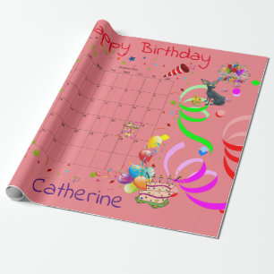 Papier Cadeau Joyeux papier d'enveloppement d'anniversaire Octob