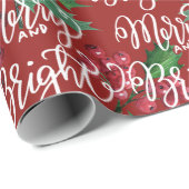 Papier Cadeau Joyeux papier d'enveloppement de Noël rouge/vert b (Coin rond)