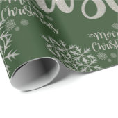 Papier Cadeau Joyeux papier d'enveloppement de Noël vert (Coin rond)