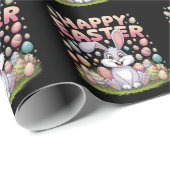 Papier Cadeau Joyeux Pâques 2025 Oeufs Lapin mignon lapin lapin (Coin rond)