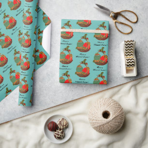 Papier Cadeau Joyeux Pâques Panier d'Oeufs Vintage peinture