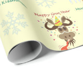 Papier Cadeau Joyeux pattern_yellow d'année de gnou de (Coin rond)