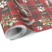 Papier Cadeau Joyeux Pawlidays Chien Rouge Vert Pâté Noël (Coin rond)