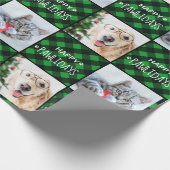 Papier Cadeau Joyeux Pawlidays Green Buffalo Plaid Chien Pet Ani (Coin)