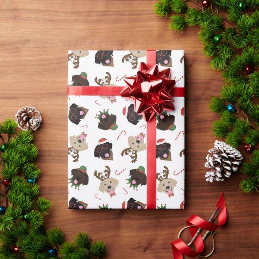 Papier Cadeau Joyeux Pawlidays Labrador Retriever Dogs (Cadeau de vacances)