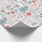 Papier Cadeau Joyeux Père Noël arbre de Noël Motif à main (Coin)