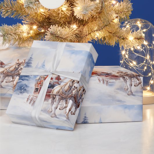 Papier Cadeau Joyeux Père Noël en traîneau festif! (Vacances)
