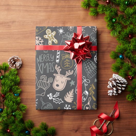 Papier Cadeau Joyeux petit Noël moderne (Cadeau de vacances)