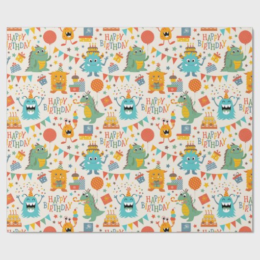 Papier Cadeau Joyeux petits monstres (Plat)