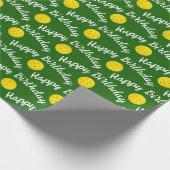 Papier Cadeau Joyeux Pickleballs D'Anniversaire Sur Vert (Coin)