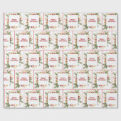 Papier Cadeau Joyeux pin de Noël et ornements (Plat)