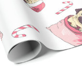 Papier Cadeau Joyeux Poches de Carlin de Noël| Présentations (Coin rond)