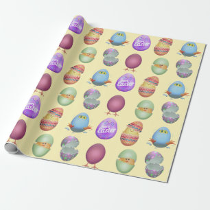 Papier Cadeau Joyeux poussins de Pâques