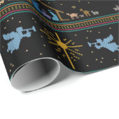 Papier Cadeau Joyeux pull de Noël foi chrétienne Jésus (Coin rond)