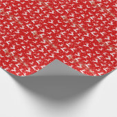 Papier Cadeau Joyeux rennes de Noël Rouge (Coin)